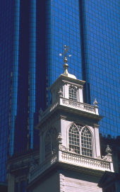 Old State House, 1713; Exchange Place, 1984
